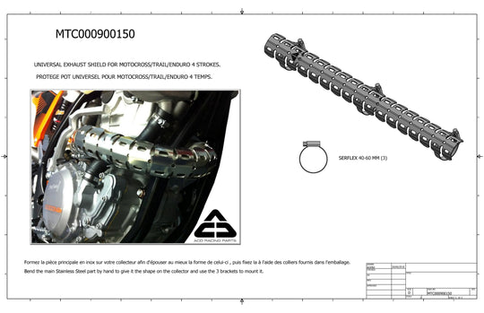 Universal 4 Stroke Exhaust Guard - Heat Shield - Pipe Protector Front Kit